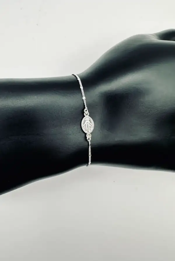 Pulsera Virgen Milagrosa Plata De Ley - Imagen 2