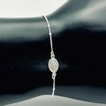 Pulsera Virgen Milagrosa Plata De Ley