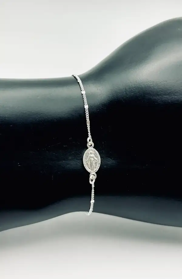 Pulsera Virgen Milagrosa Plata De Ley