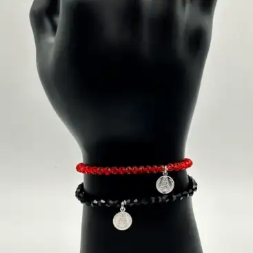 Pulsera Elastica Piedras Facetadas Virgen Del Rocio Plata De Ley
