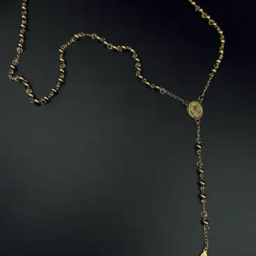 Rosario Con Medalla De San Benito Y Cruz Acero Dorado