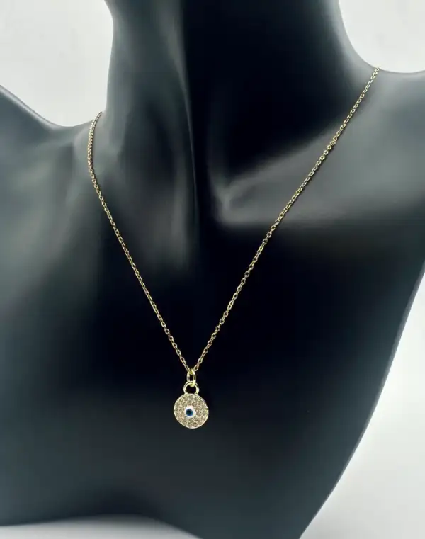 Colgante Ojo Turco Pequeño Acero Dorado