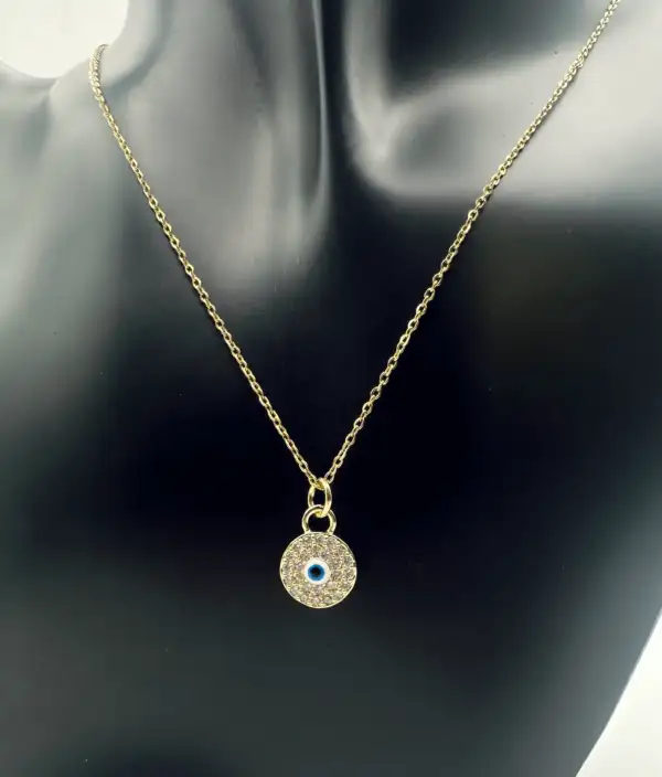 Colgante Ojo Turco Pequeño Acero Dorado - Imagen 2
