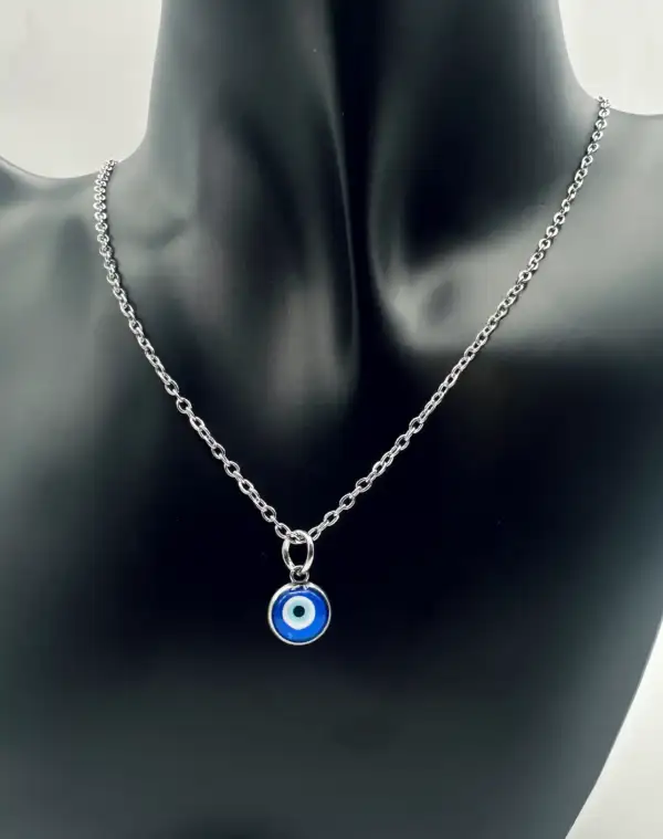Colgante Ojo Turco Pequeño Acero Plateado
