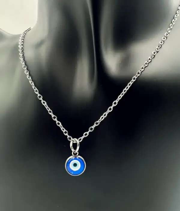 Colgante Ojo Turco Pequeño Acero Plateado - Imagen 2