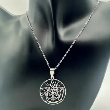Colgante Tetragramaton Grande Acero Plateado