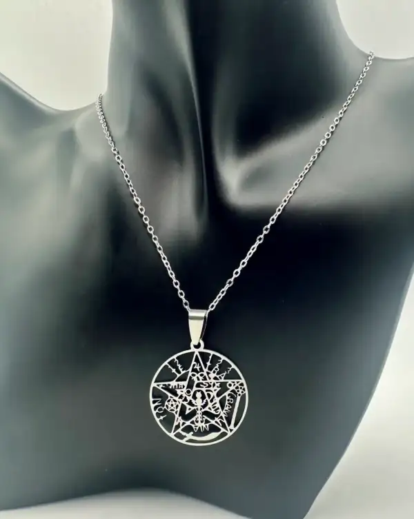 Colgante Tetragramaton Grande Acero Plateado