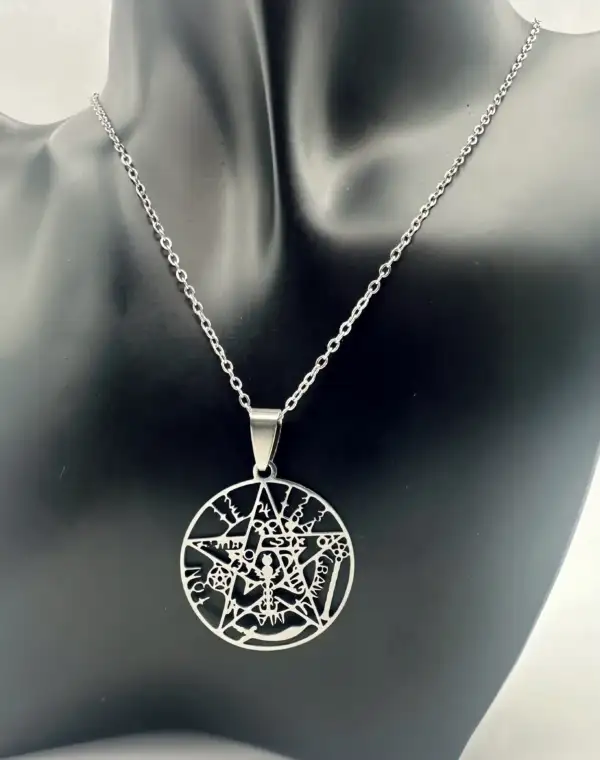 Colgante Tetragramaton Grande Acero Plateado - Imagen 2