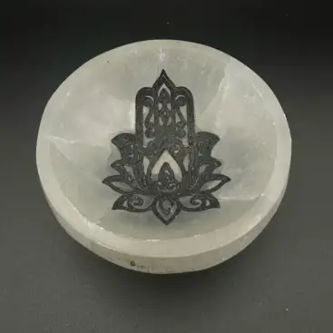 Cuenco Selenita Mano Fatima Negro