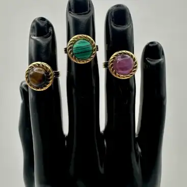 Anillo Redondo Grande Acero Dorado