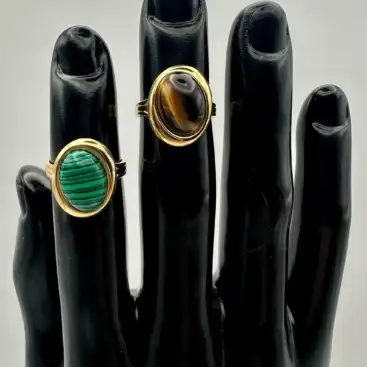 Anillo Ovalado Grande Acero Dorado