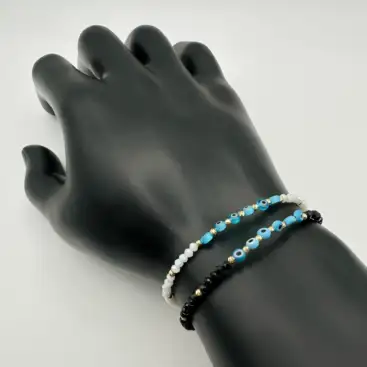 Pulsera Ojos Turcos Facetada Blanco
