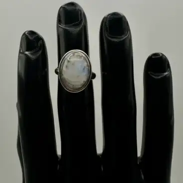 Anillo Piedra Luna Ovalado Plata De Ley