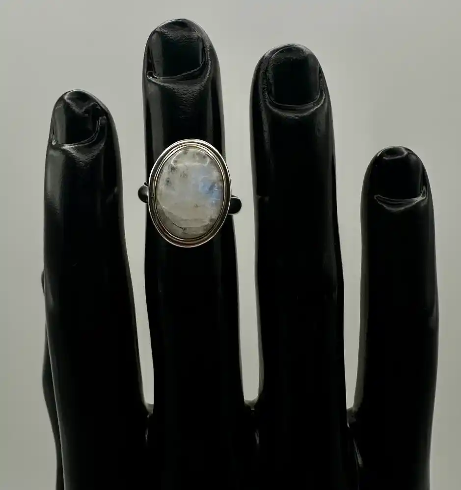 Anillo Piedra Luna Ovalado Plata De Ley
