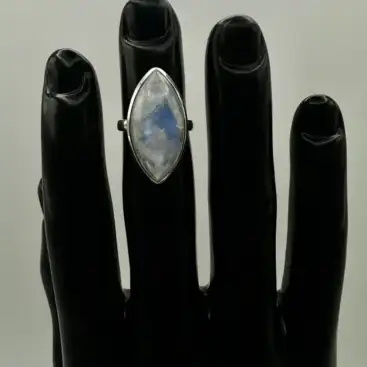 Anillo Piedra Luna Plata De Ley Talla 15