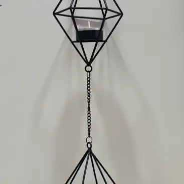 Portavelas Colgante Negro Rombos