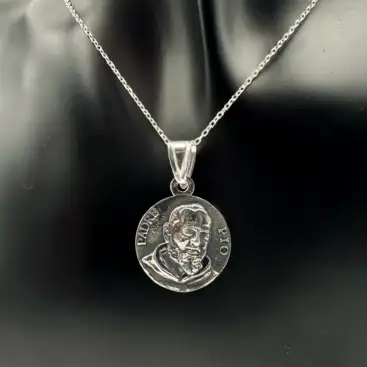 Colgante Padre Pio Plata De Ley