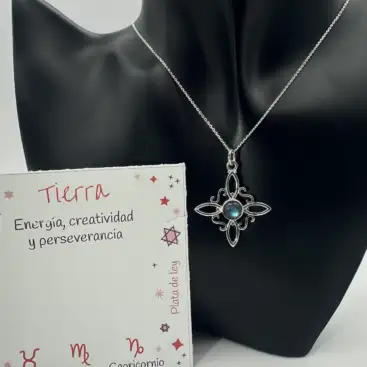 Colgante Nudo De Bruja Labradorita Elemento Tierra Plata De Ley