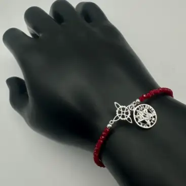 Pulsera Cristal Rojo Doble Proteccion Plata De Ley