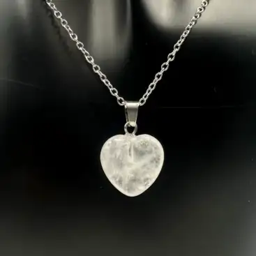 Colgante Corazon Pequeño Cuarzo Blanco