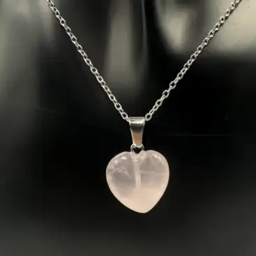 Colgante Corazon Pequeño Cuarzo Rosa
