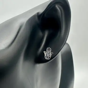 Pendientes Mano De Fatima Acero Plateado