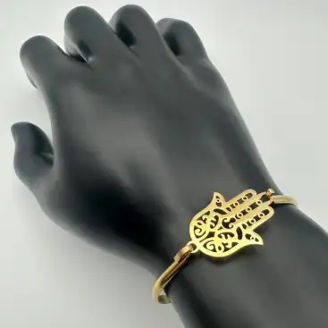 Pulsera Mano De Fatima Acero Dorado