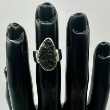 Anillo Moldavita Plata De Ley Talla 17