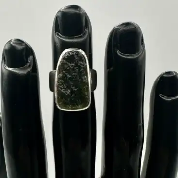 Anillo Moldavita Plata De Ley Talla 14