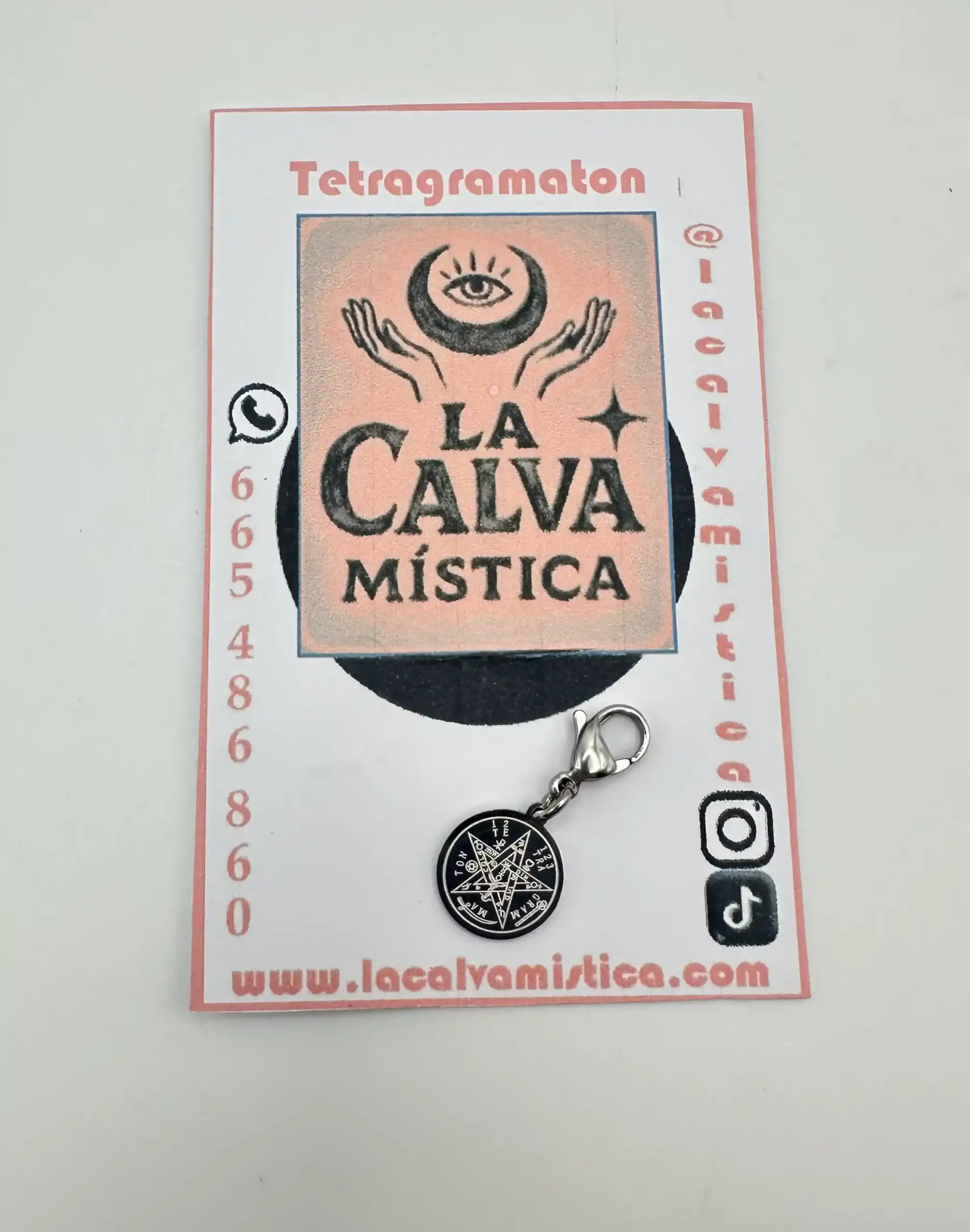 Dije Tetragramaton La Calva Mistica Acero Plateado