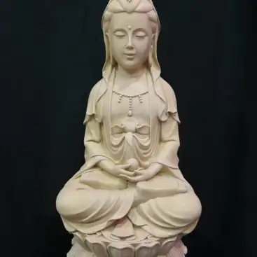 Figura Quan Yin Sentado Blanco 43cm