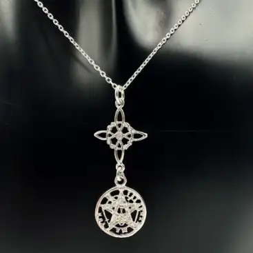 Colgante Pequeño Nudo De Bruja Simple Y Tetragramaton Plata De Ley