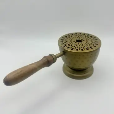 Portainciensos Bronce Con Mango De Madera