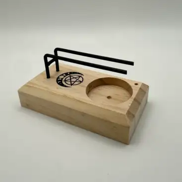 Porta Sahumerio Madera Pentagrama Y Fases Lunares