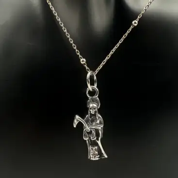 Colgante Santa Muerte Pequeña Plata De Ley