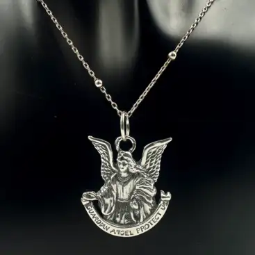 Colgante Angel De La Guarda Plata De Ley