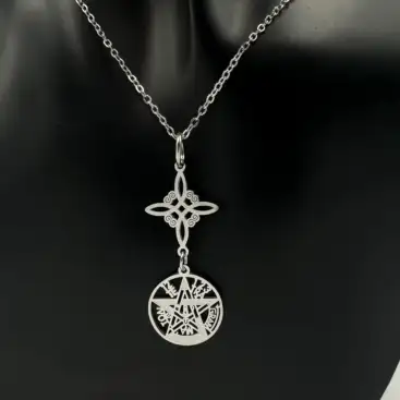 Colgante Nudo De Bruja Simple Y Tetragramaton Acero Plateado