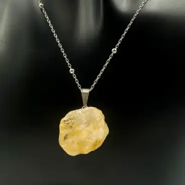 Colgante Cuarzo Sanador Dorado En Bruto Plata De Ley