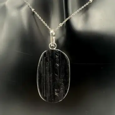 Colgante Cabujon De Turmalina Plata De Ley