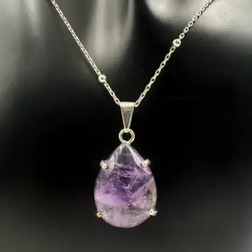 Colgante Gota Pequeña Amatista Plata De Ley
