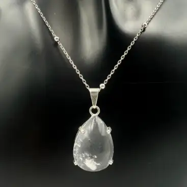 Colgante Gota Pequeña Cuarzo Maestro Plata De Ley