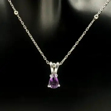 Colgante Amatista Gota Mini Plata De Ley