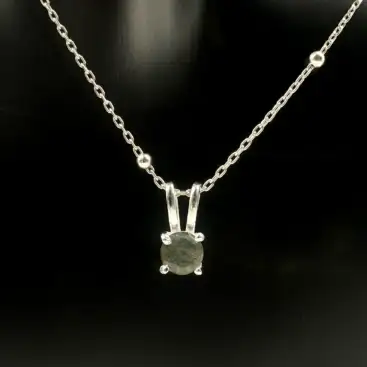 Colgante Circulo Labradorita Facetada Plata De Ley