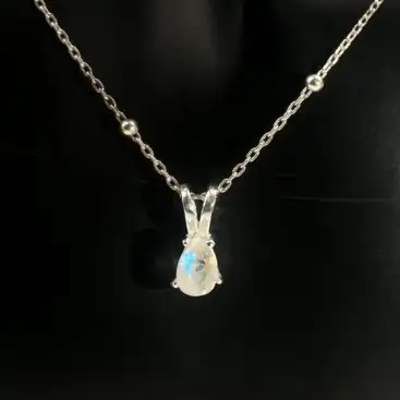 Colgante Gota Mini Piedra Luna Facetada Plata De Ley