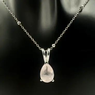Colgante Gota Cuarzo Rosa Facetada Plata De Ley