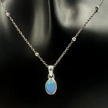 Colgante Ovalo De Opalo Mini Plata De Ley