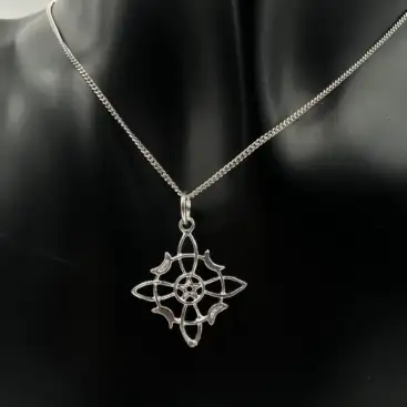 Colgante Nudo De Bruja Pentagrama Y Lunas Plata De Ley