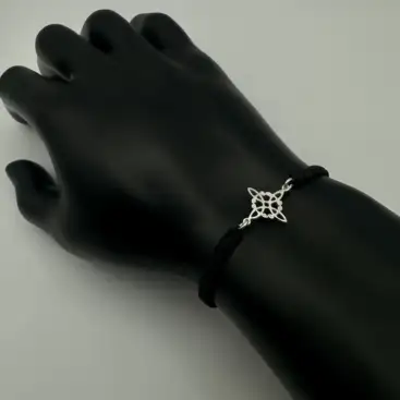 Pulsera Macrame Negro Nudo De Bruja Plata De Ley