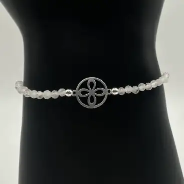 Pulsera Cuarzo Facetado Y Sigilo Plata De Ley