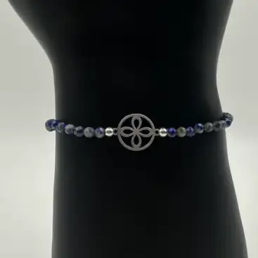 Pulsera Lapislazuli Facetado Y Sigilo Plata De Ley